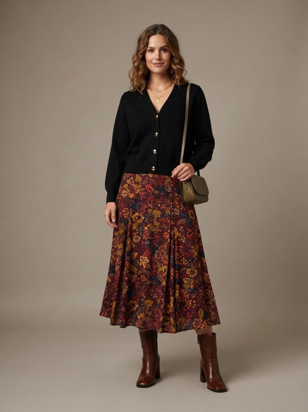 Cyrus Black V-Neck Button Cardigan with Gold Buttons